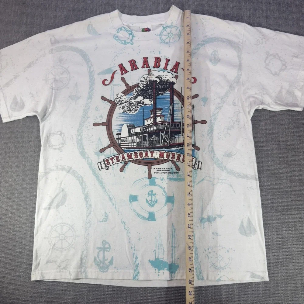 Vintage Arabia Steamboat Museum Shirt Mens XL White Nautical Graphic KC 1991 Tee